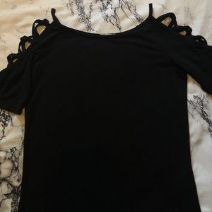 black shirt with shoulder straps
